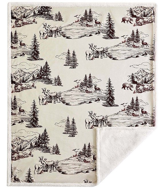 HiEnd Accents x Indigo Hill White Pine Campfire Sherpa Throw Blanket, Tan - Image 1