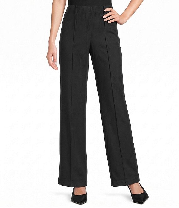 Intro Kayla Knit Faux Suede Straight Leg Pull-On Pants