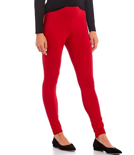 Color:Jester Red - Image 1 - Laura Double Knit Pull-On Leggings