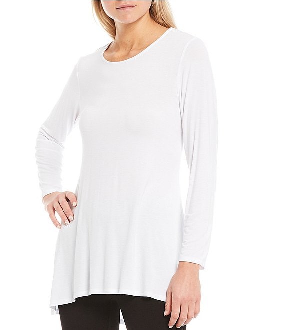 Intro Long Sleeve Solid Pleat Back Detail Swing Top