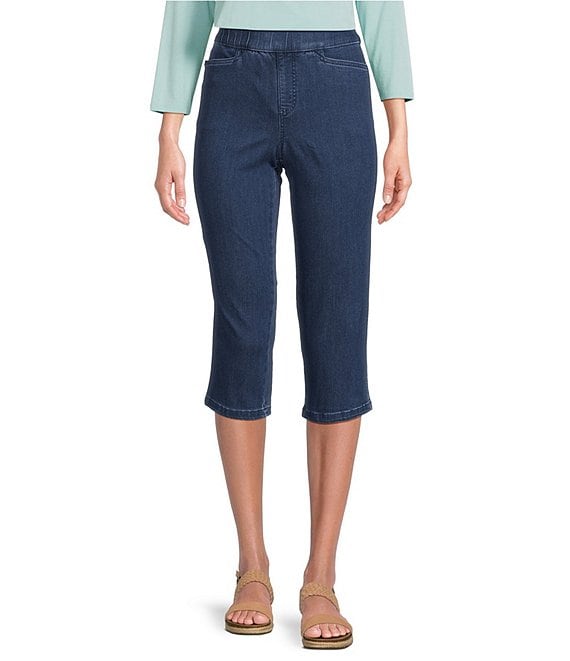 Intro Petite Size Daisy Straight Leg Pull-On Denim Capri Jeans | Dillard's