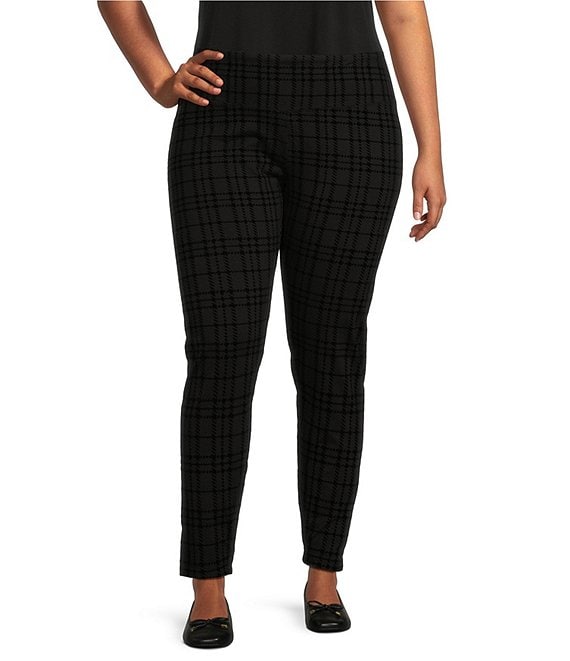 Intro Plus Size Flocked Plaid Tummy Control Love the Fit Leggings