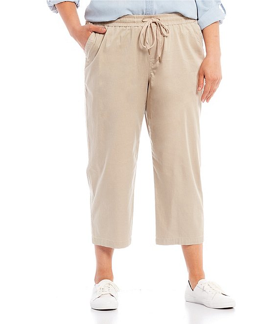 Intro Plus Size Knit Denim Pull-On Cropped Pants