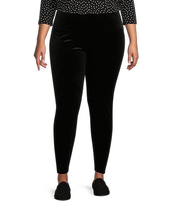 Intro Plus Size Teri Love the Fit Tummy Control Velvet Solid Leggings ...