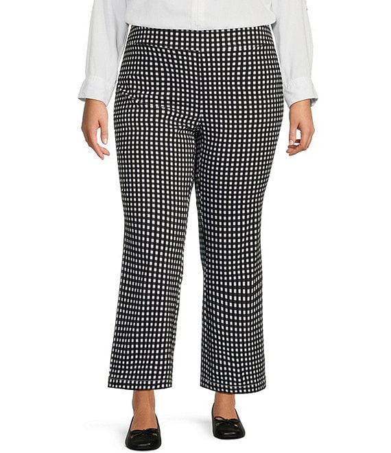 Intro Plus Size The Audrey Gingham Print Pull-On Kick Flare Leg Ankle Pants