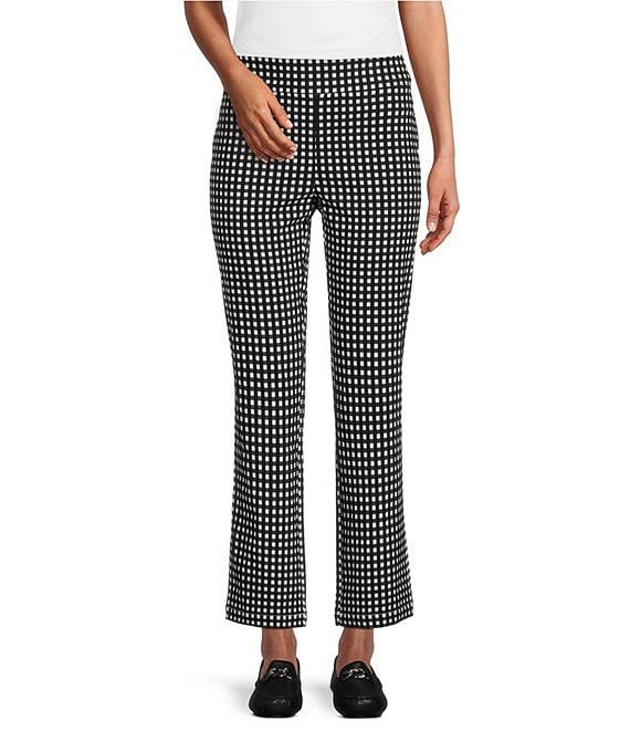 Intro The Audrey Stretch Woven Gingham Print Pull-On Kick Flare Leg ...