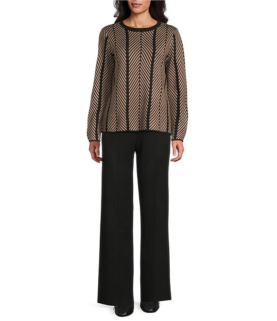 Investments Investments Chevron Stripe Long Sleeve Crew Neck Pullover Top, Chevron Stripe - Image 3