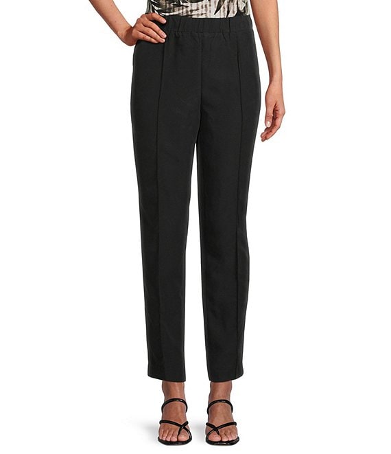 Color:Black - Image 1 - Modal Straight Leg Pull-On Coordinating Ankle Pants