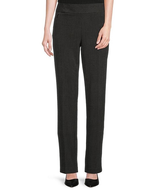 Investments Petite Size the PARK AVE fit Stretch Straight Leg Pull-On Tweed Pants