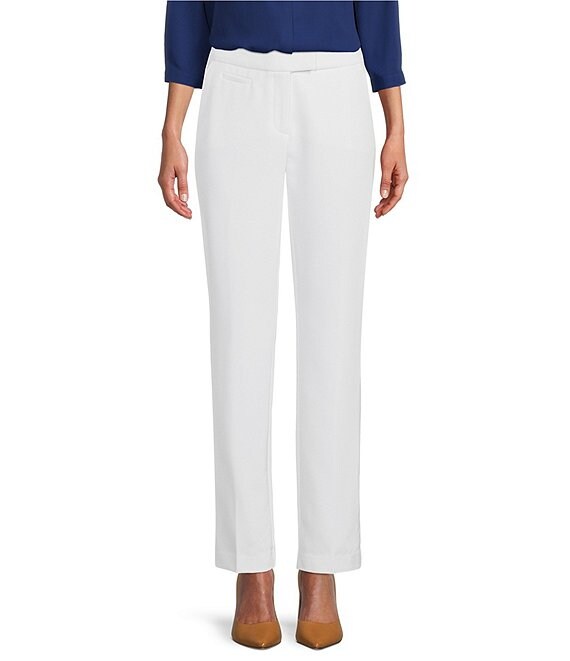 Color:White - Image 1 - Petite Size the 5TH AVE fit Straight Leg Pants