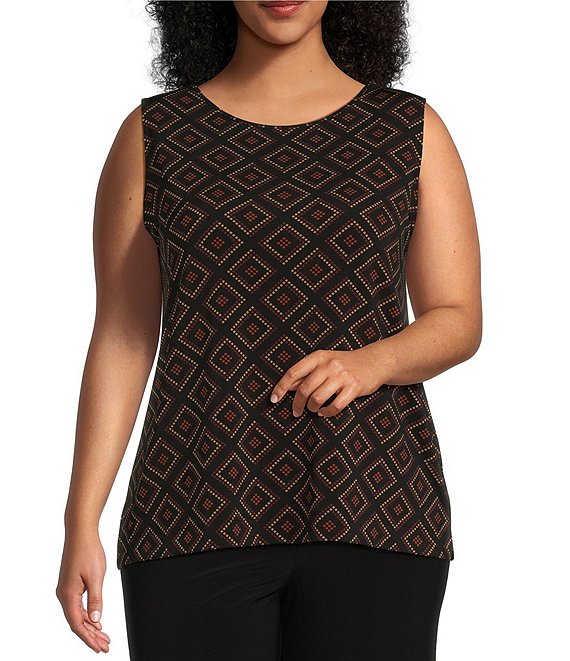 Investments Plus Size Soft Separates Reversible Crew to Scoop Neck  Sleeveless Top