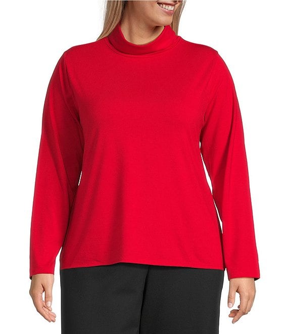 Investments Plus Turtleneck Pullover Long Sleeves Top, Haute Red - Image 1