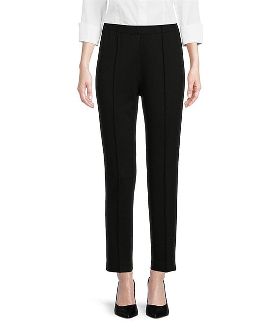 Color:Black - Image 1 - Signature Ponte Knit Ankle Pull-On Pants