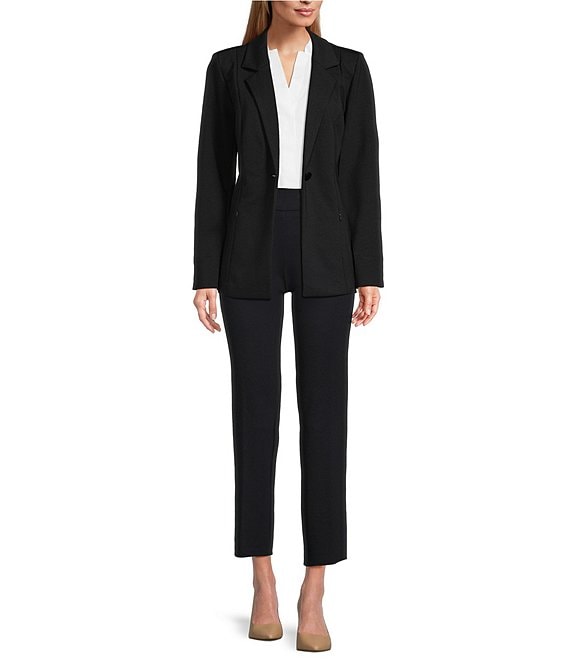 Investments Signature Ponte Long Sleeve One Button Blazer ...