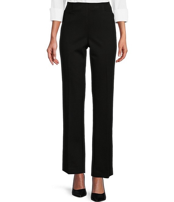 Investments Signature Ponte Knit Straight Leg High Rise Pull-On Pants