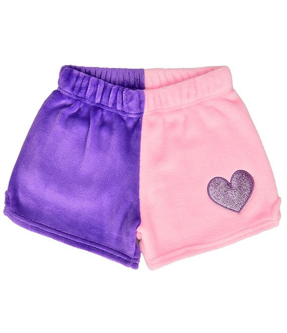 Iscream Little/Big Girls Icon Heart Color Block Plush Shorts