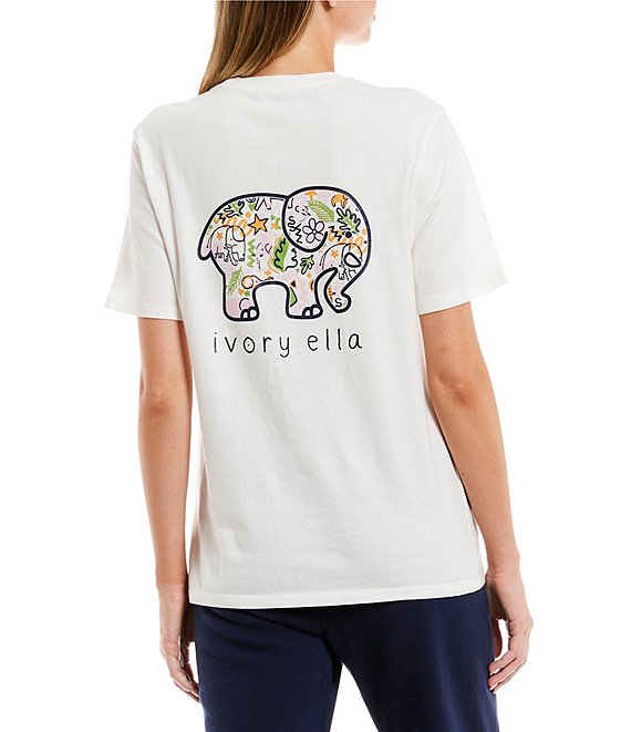 Ivory Ella Elephant Doodle Ellie Graphic T-Shirt | Dillard's