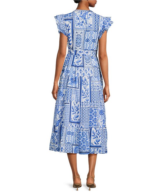 J.Marie Capri Ruffle Short Sleeve Button Up Tiered Midi Dress | Dillard's J.Marie Capri Ruffle Short Sleeve Button Up Tiered Midi Dress | Dillard's