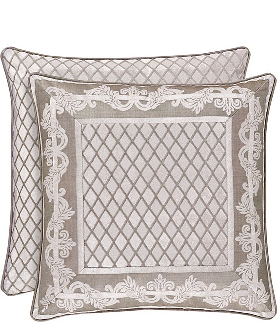 J. Queen New York Bel Air Sand Diamond Framed Square Pillow