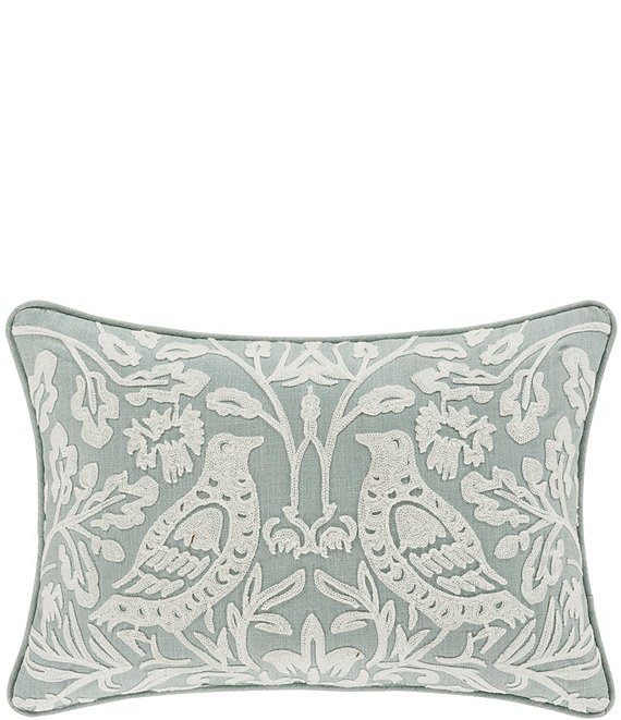 Color:Spa - Image 1 - Mint Green Chinoiserie Bird Garden View Boudoir Pillow