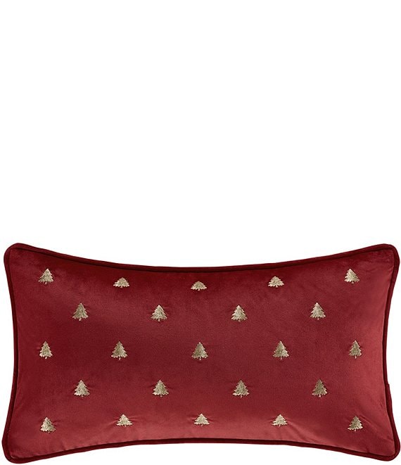 J. Queen New York Holiday Collection Christmas Tree Boudoir Embellished Decorative Pillow