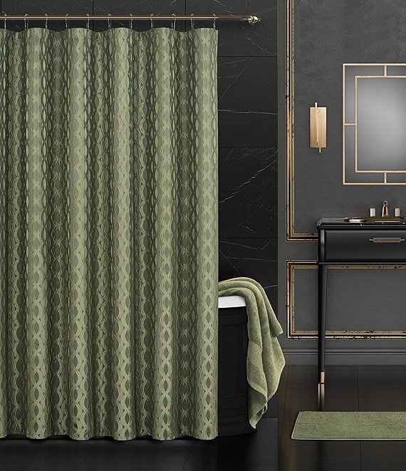Color:Jade - Image 1 - La Boheme Damask Shower Curtain