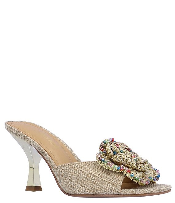 J. Renee Abalina Crochet Beaded Ornament Dress Slide Sandals | Dillard's