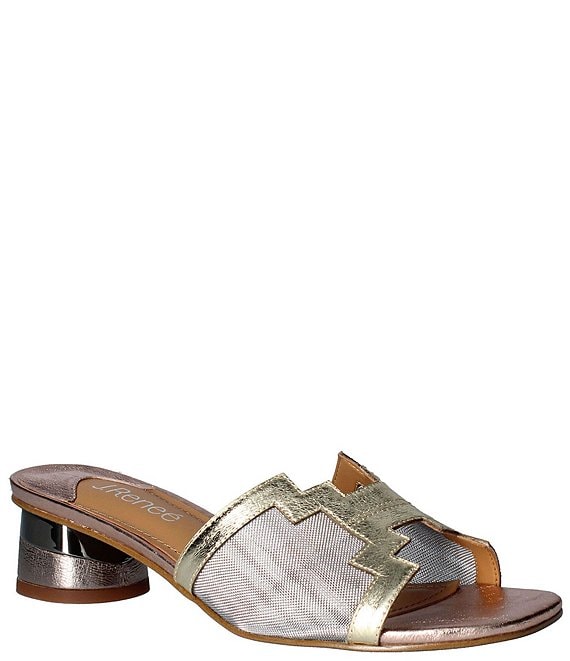 J. Renee Amorra Metallic Leather Mesh Slide Sandals | Dillard's