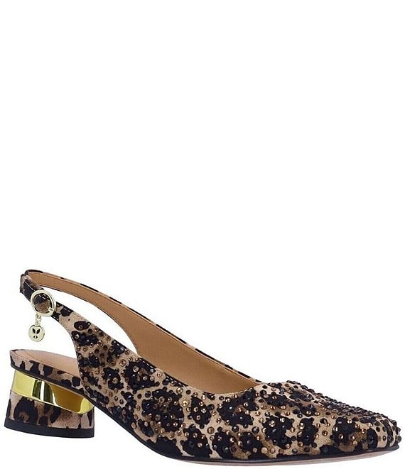 J. Renee Baline Leopard Print Rhinestone Sling Pumps | Dillard's