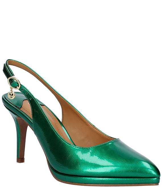 Color:Green Patent - Image 1 - Henza Patent Slingback Pumps