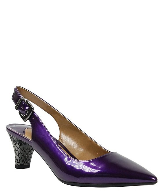 Color:Purple - Image 1 - Mayetta Slingback Pearlized Patent Dress Metal Heel Pumps