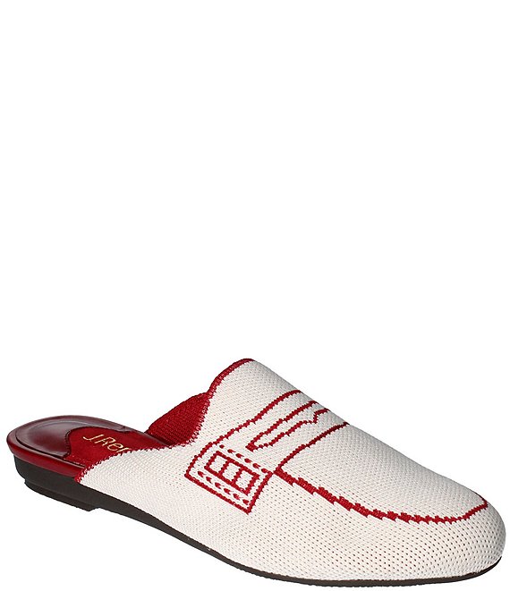 Color:Natural/Red Knit - Image 1 - Netra Knit Loafer Mules
