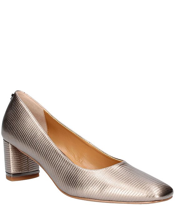 J. Renee Olivienne Metallic Lizard Print Embossed Patent Pumps | Dillard's