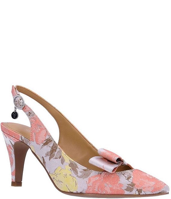 J. Renee Rayne Jacquard Floral Half Bow Detail Slingback