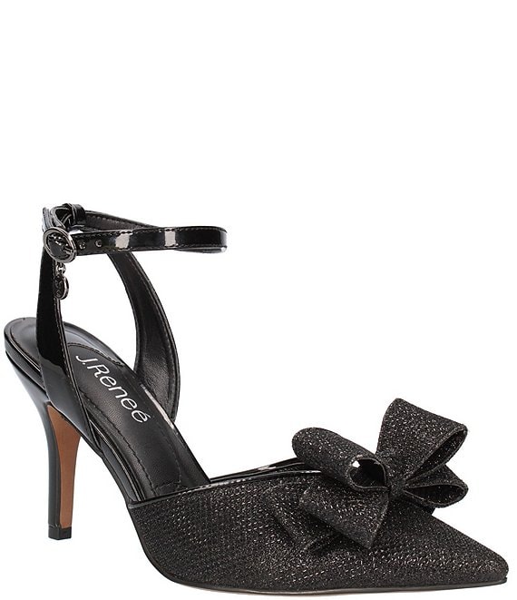 Mach & Mach Double Bow Crystal Satin Heels (Black) – The Luxury Shopper