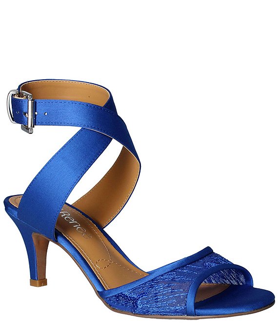 Color:Blue Mesh/Satin - Image 1 - Soncino Sequin Mesh Satin Dress Sandals