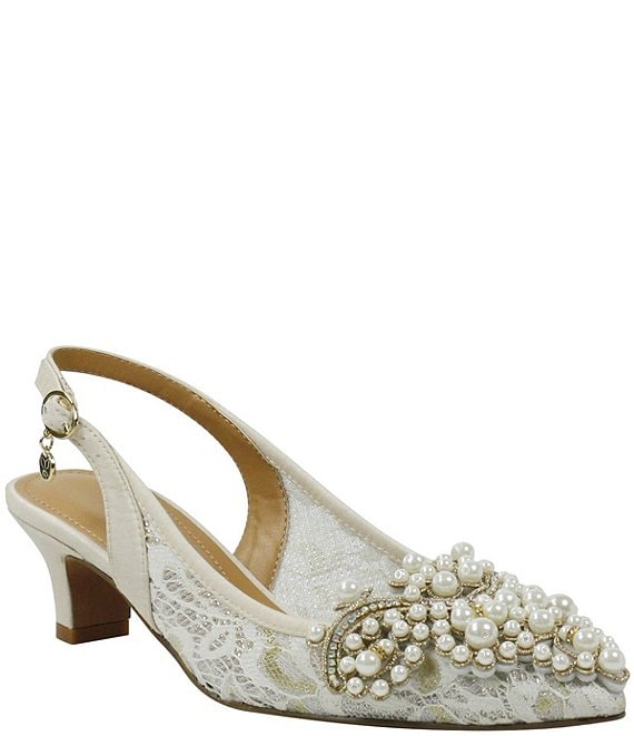 J. Renee Strovanni Lace Pearl Ornament Slingback Pumps | Dillard's