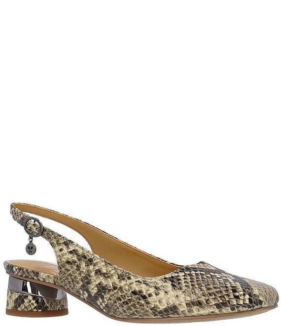 J. Renee Taveta Snake Print Block Heel Slingback Pumps