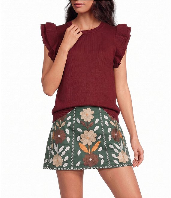 J.Marie Annie Ruffle Cap Sleeve Sweater