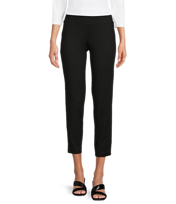 Color:Black - Image 1 - Newport Straight Leg Pull On Crop Pants