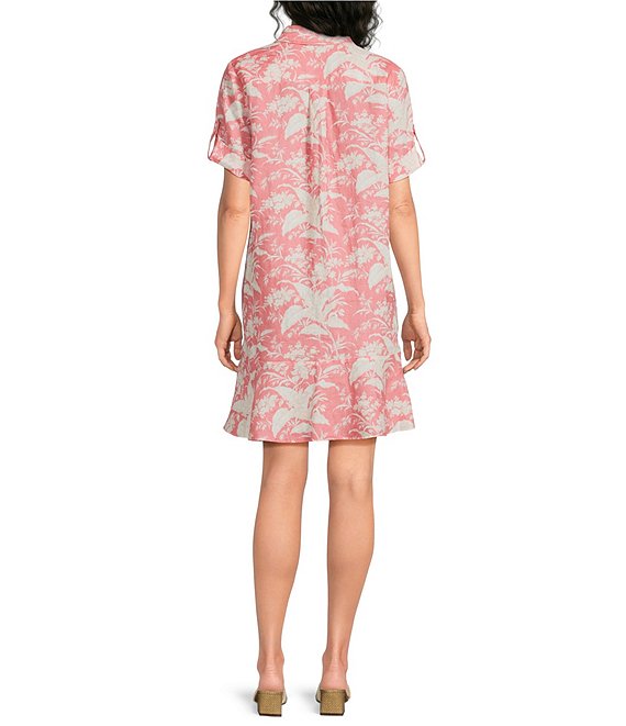 linen shift dress short sleeve Old Navy Women's Short-Sleeve Linen-Blend Mini Shift Dress - Green