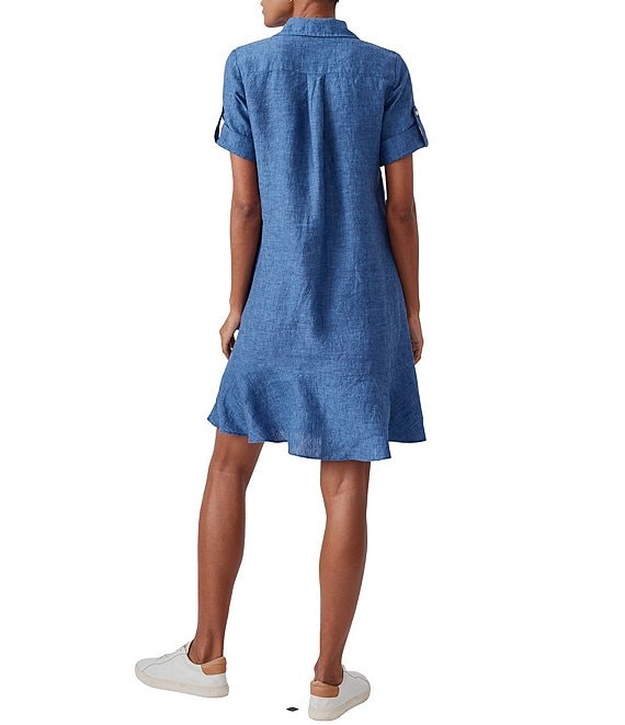 J.McLaughlin Wellesley Solid Denim Point Collar Dress | Dillard's