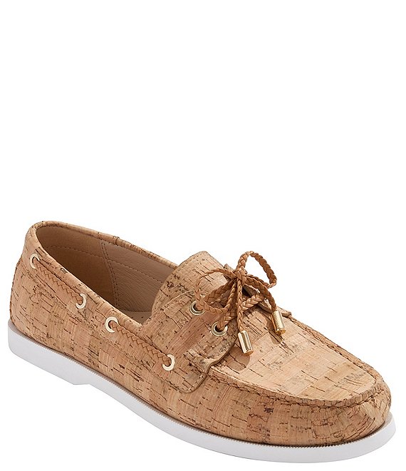 Cork Pattern Leather Boat Shoes