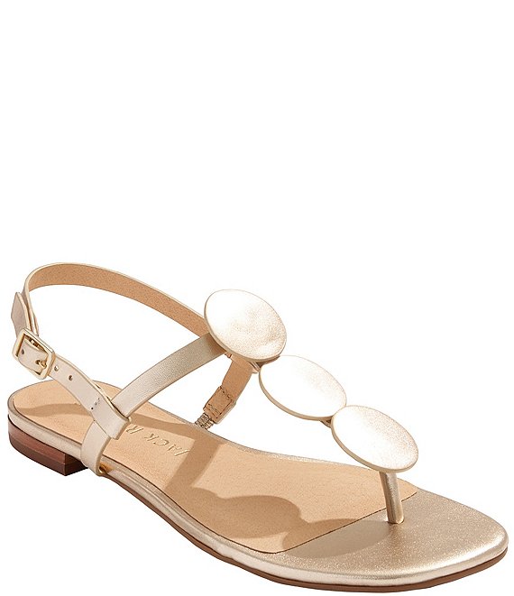 Jack Rogers Worth Metallic Leather Flat Thong Sandals | Dillard's