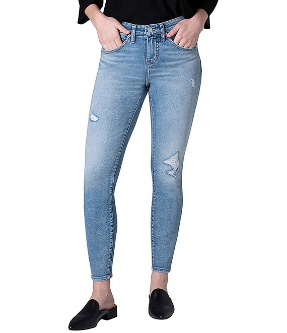 Color:Dallas Blue - Image 1 - Best Kept Secret Technology Cecilia Destruction Detail Skinny Jeans
