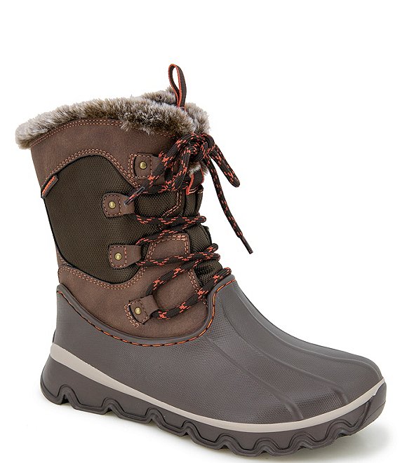 Color:Dark Brown/Burnt Orange - Image 1 - Flurry Waterproof Faux Fur Winter Boots