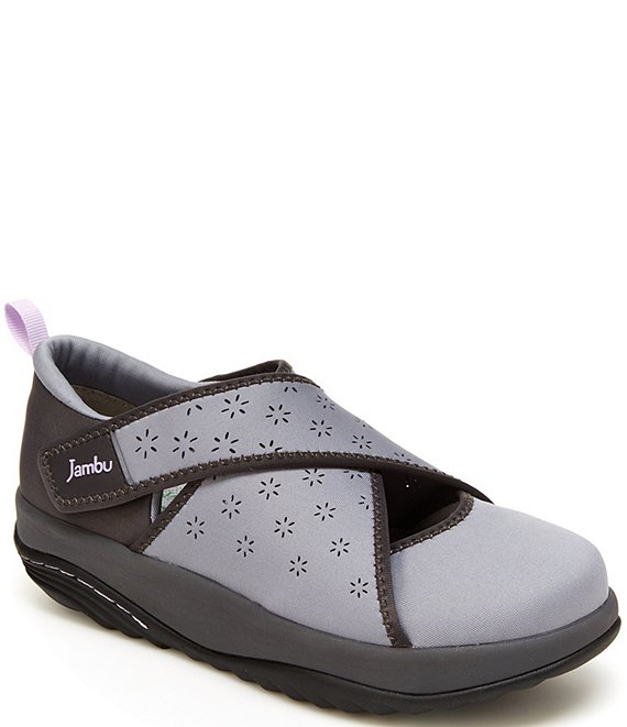 Color:Grey - Image 1 - Millie Eco Vegan Cross Band Strap Slip-On Sneakers