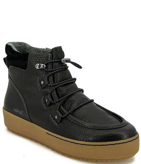 Color:Black - Image 1 - Sienna Water Resistant Leather Ankle Platform Booties