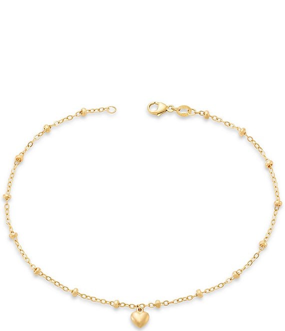 James Avery 14K Gold Heart Drop Anklet 12 in
