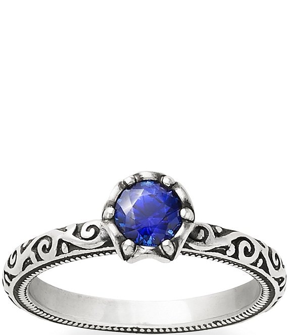 Color:Sterling Blue Sapphire - Image 1 - Cherished Birthstone Ring with Lab-Created Blue Sapphire